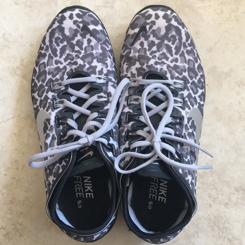 Grey Leopard Print Nike Free 5.0